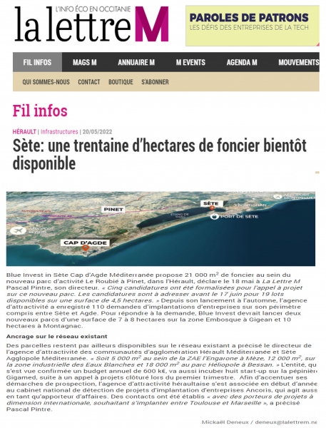 Lettre M - Foncier ZAE PINET SETE