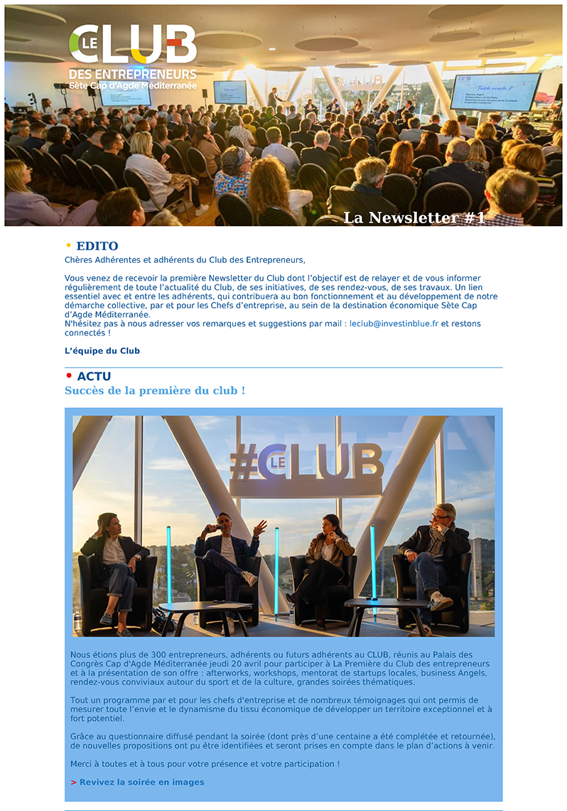 Newsletter 1 club des entrepreneurs